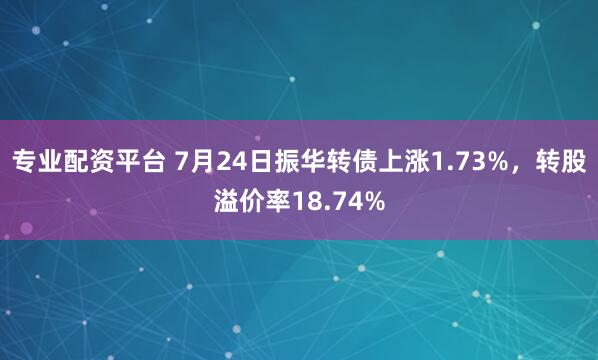 专业配资平台 7月24日振华转债上涨1.73%，转股溢价率18.74%